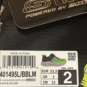 Skechers Kids Krendox Black Blue Lime Sneakers